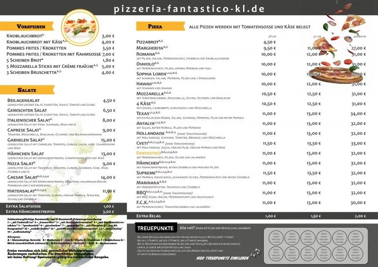 Fantastico Seite 2 Speisekarte